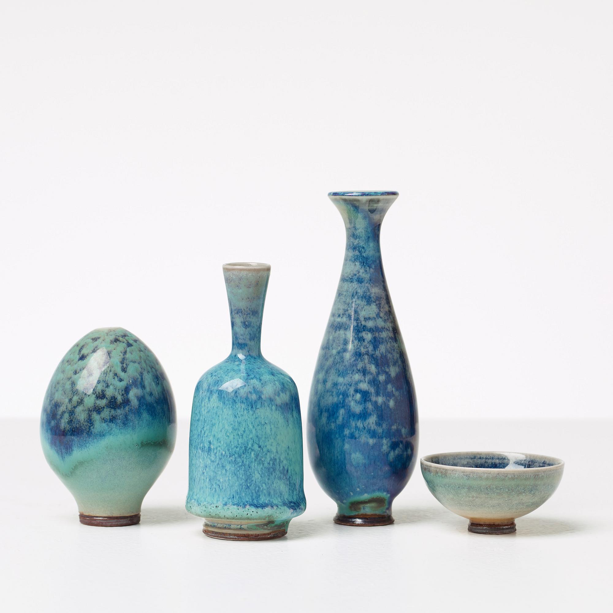 MINIATYRER, 4 st, stengods, Berndt Friberg Gustavsbergs Studio.