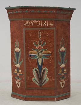 HÖRNHÄNGSKÅP, allmoge, 1800-tal.