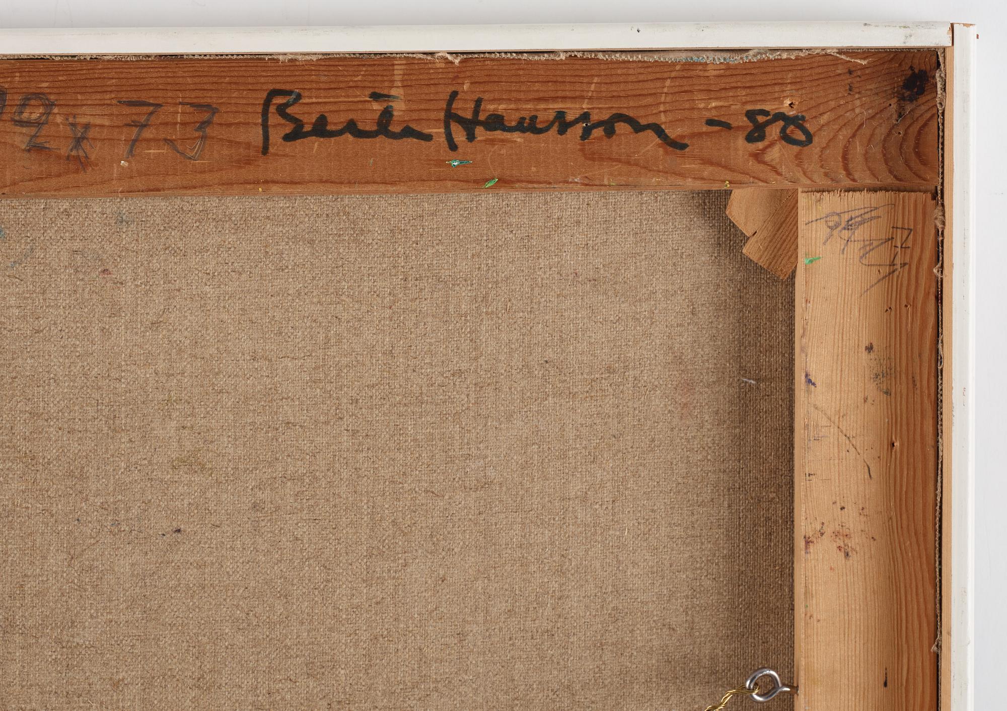 BERTA HANSSON, oil on canvas, signed and dated -80 on verso.