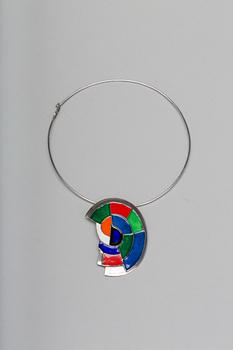 HALSRING med HÄNGE, silver och emalj, Sonia Delaunay, Artcurial, Paris, numrerad 260/350. 1900-talets andra hälft.