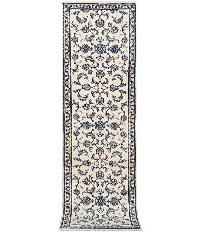 A runner carpet, Nain, part silk, c.297 x 80 cm.