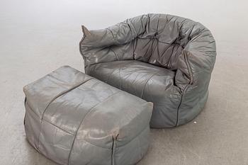Michel Ducaroy fåtölj med fotpall för Ligne Roset 1818, Frankrike sent 1900-tal.