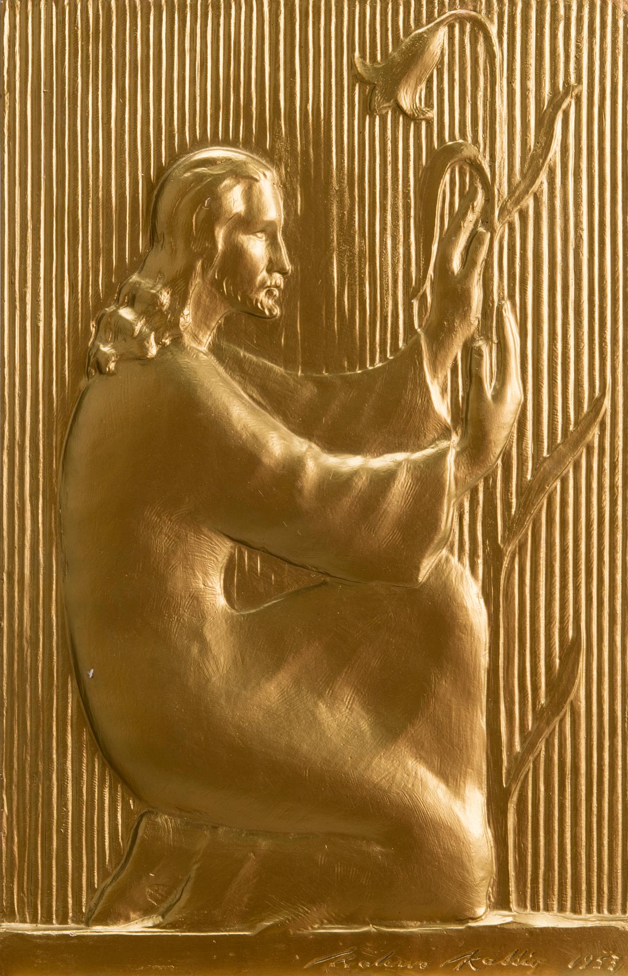 KALERVO KALLIO, relief, påmålad gips, signerad och daterad -53.