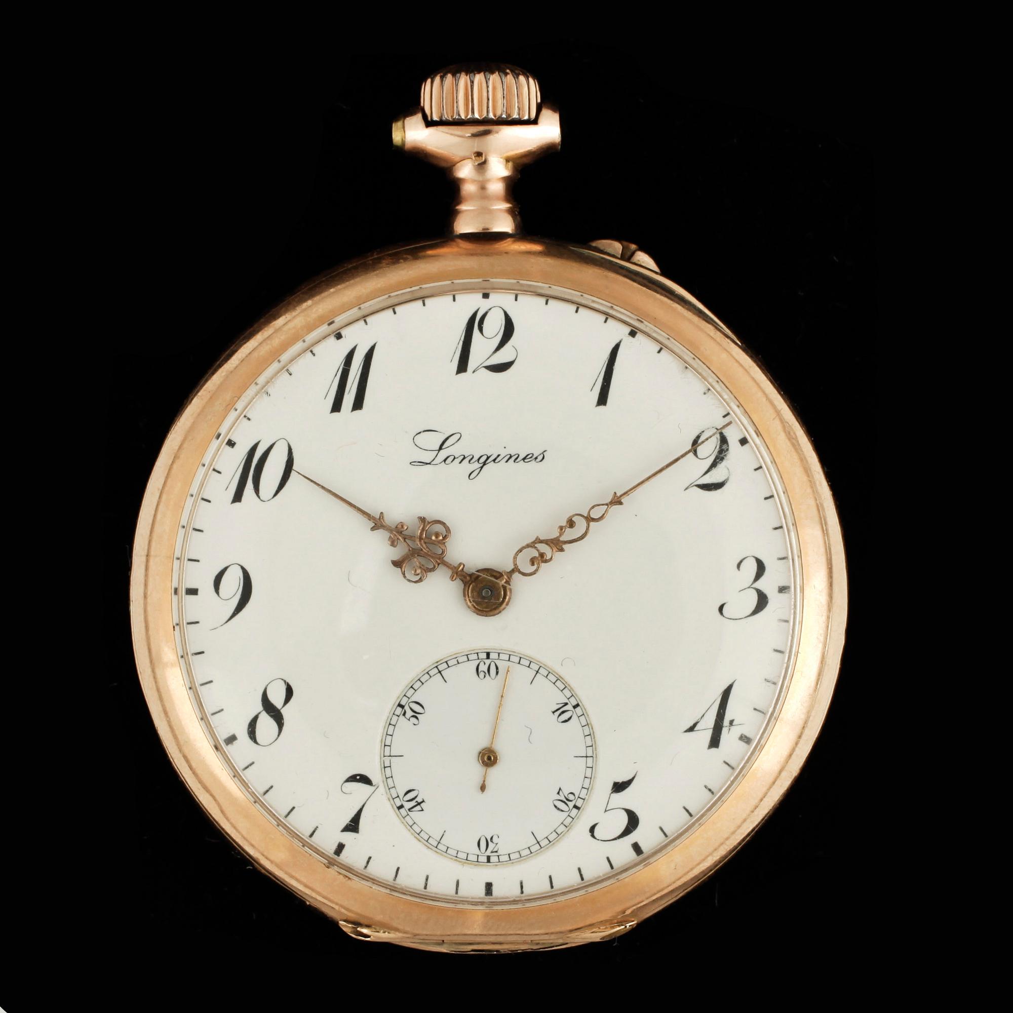 HERRFICKUR, guld 14K, Longines, tidigt 1900-tal. Totalvikt ca 75 gram.