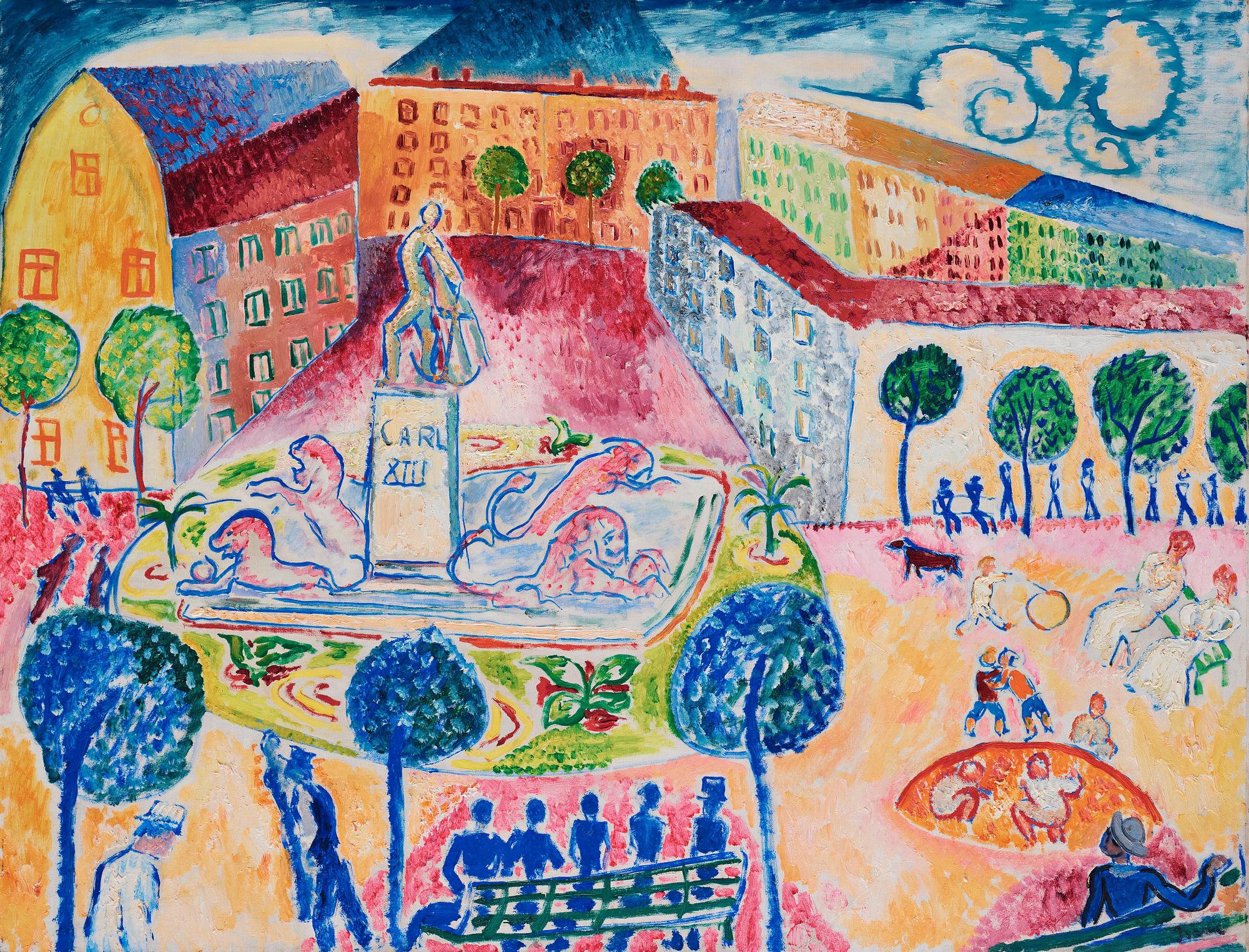 Isaac Grünewald, "Kungsträdgården, i solgasset".