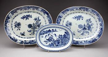 UPPLÄGGSFAT, 3 st, porslin, Kina, 1800-1900-tal.
