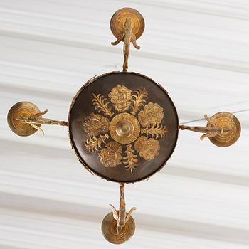 A Swedish Empire four-light hanging-lamp, first part of the 19th century.