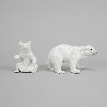 Five German porcelain polar bears.