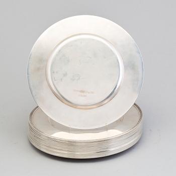 BORGILA, TALLRIKAR, 12 st, sterlingsilver,1970-tal.