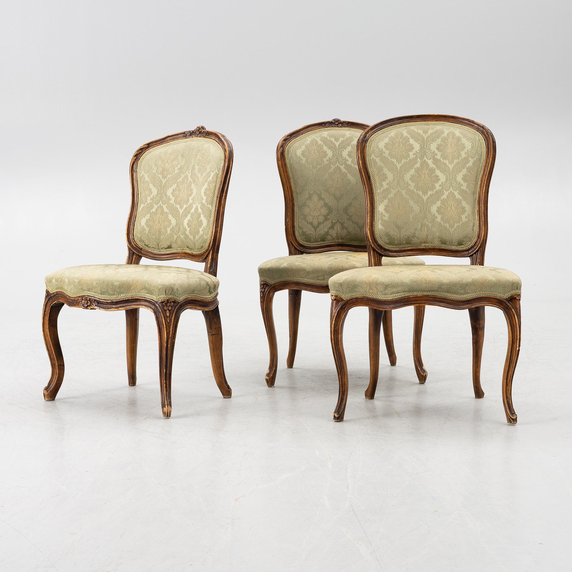 Stolar, tre stycken, Louis XV, Frankrike, 1700-tal.