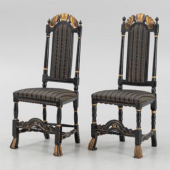 A pair of similar late Baroque chairs, beginning of the 18th century.