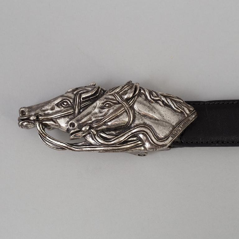 Two leather belts by Ralph Lauren.