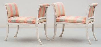 A pair of late Gustavian stools by E. Ståhl, not signed.