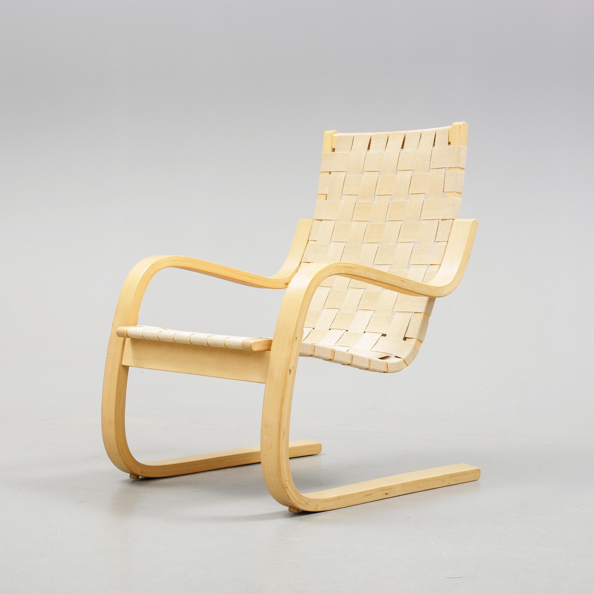 FÅTÖLJ, Alvar Aalto, Artek, modell 406. Björk.