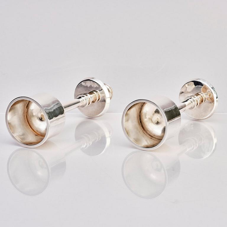 Claës Giertta, a pair of silver candlesticks, Stockholm 1965.