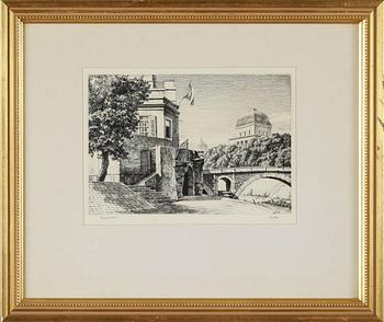 FOLKE GULLBY, 2 st, etsningar, signerade.