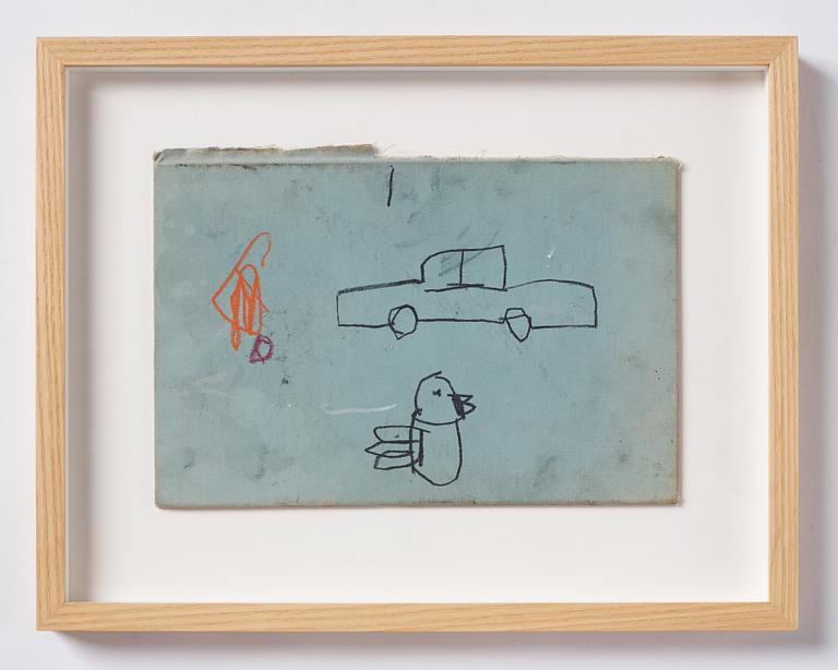 W Tucker, "A bird, a car, orange + red".