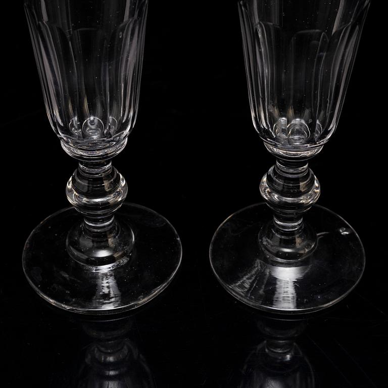 a set of ten 19th century  champagne glasses.