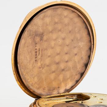 Omega, pocket watch, 18K gold, hunter case, 52.5 mm.