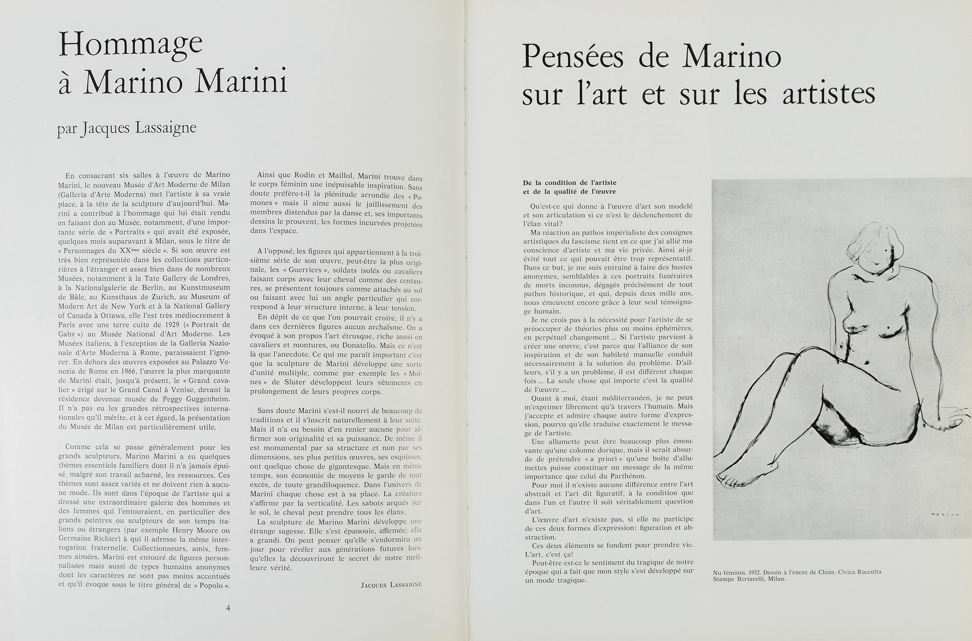 FOUR BOOKS, "Hommage a Georges Rouault, Marino Marini, Max Ernst, Manzù, "XXe siècle, G. di San Lazzaro.