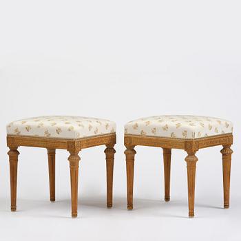 A pair of Gustavian stools by E. Öhrmark (master in Stockholm 1777-1813).