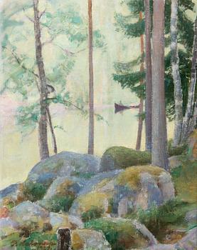 92. Pekka Halonen, A LAKE LANDSCAPE.