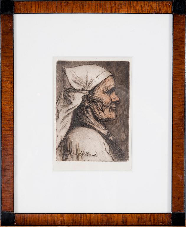 ALBERT EDELFELT, färgetsning, plåtsignerad.