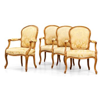 43. Four armchairs by Georges Jacob (master in Paris 1765-1814), Louis XV, 18th century.