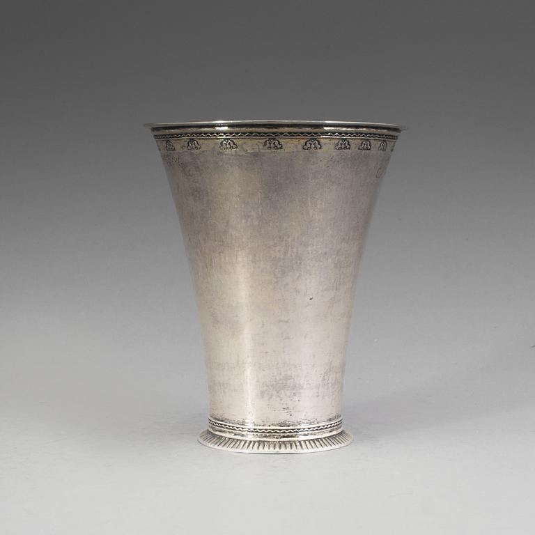 Johan Pettersson Berg, bägare, silver, Norrköping 1753.