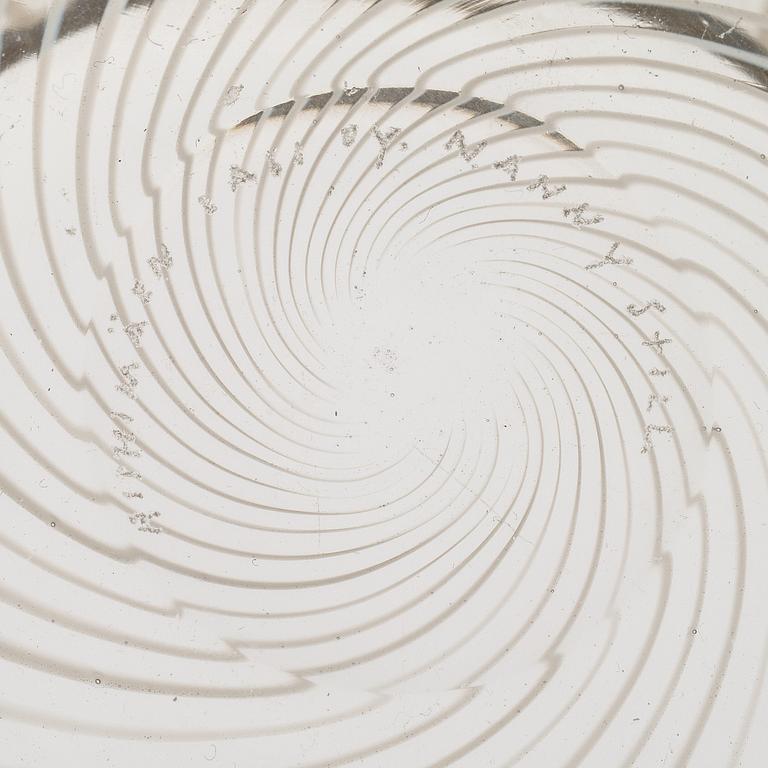 NANNY STILL, skål,  filigranglas, "Tohveli" (Toffel), signerad Nanny Still, Riihimäen Lasi Oy.