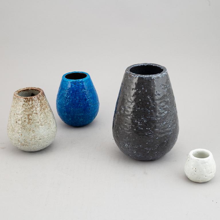 Gunnar Nylund, four 1930's chamotte stoneware vases for Rörstrand Lidköping.