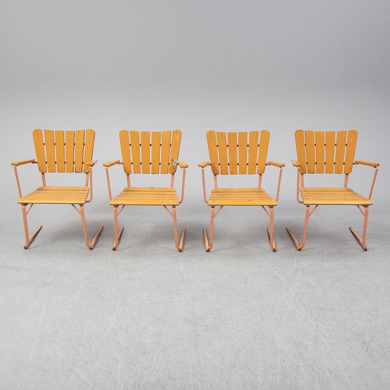 Four garden chairs, mid 20th century.