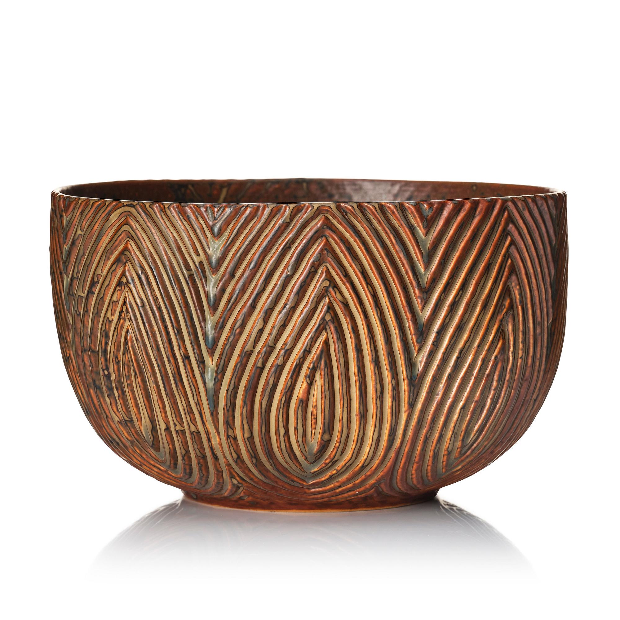 Axel Salto, a 'fluted style' sung glazed stoneware bowl, Royal Copenhagen, Denmark 1964, model 20868.