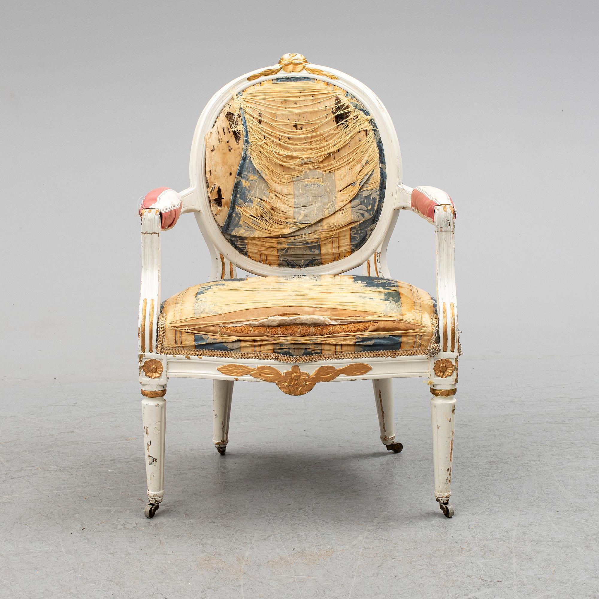 A late 18th century gustavian armchair.