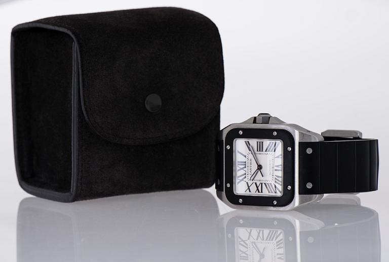 CARTIER, Santos 100 LM, wrist watch, 38 x 38 mm.