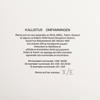 Raul Meel, portfolio with 6 silkscreen in colours, 1989, signed X/X.