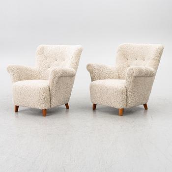 Swedish Modern, fåtöljer, ett par, 1940-tal.