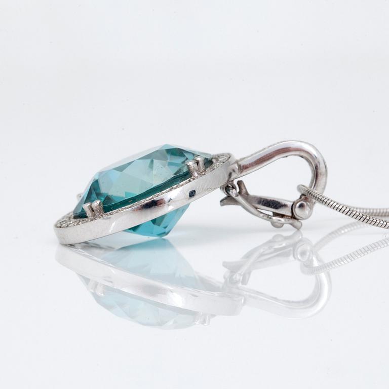 A 31.00 ct zircon and diamond pendant on chain.