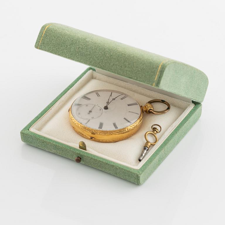Pocket watch, 18K gold, 46 mm.