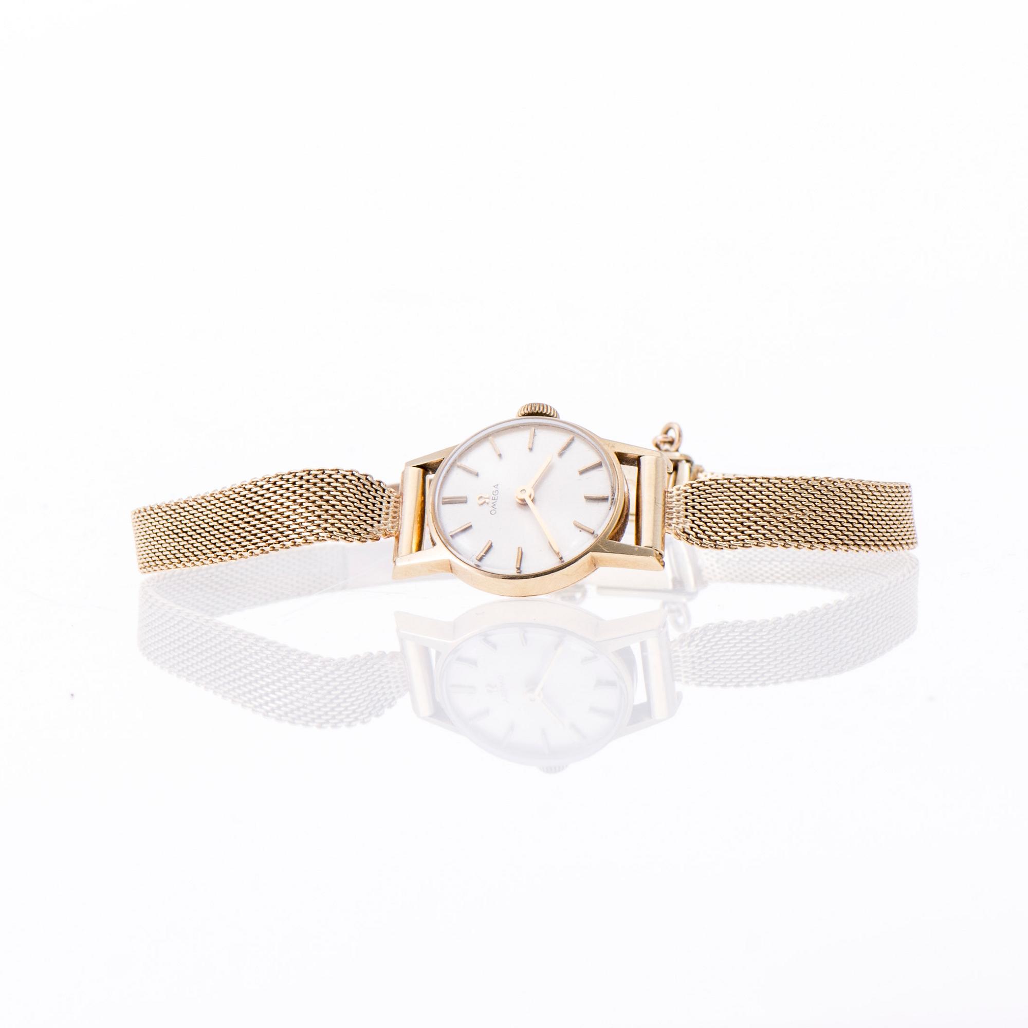 ARMBANDSUR, dam, Omega, 14K guldarmband, med finska stämplar 1968. Vikt tot. 20,6 g.