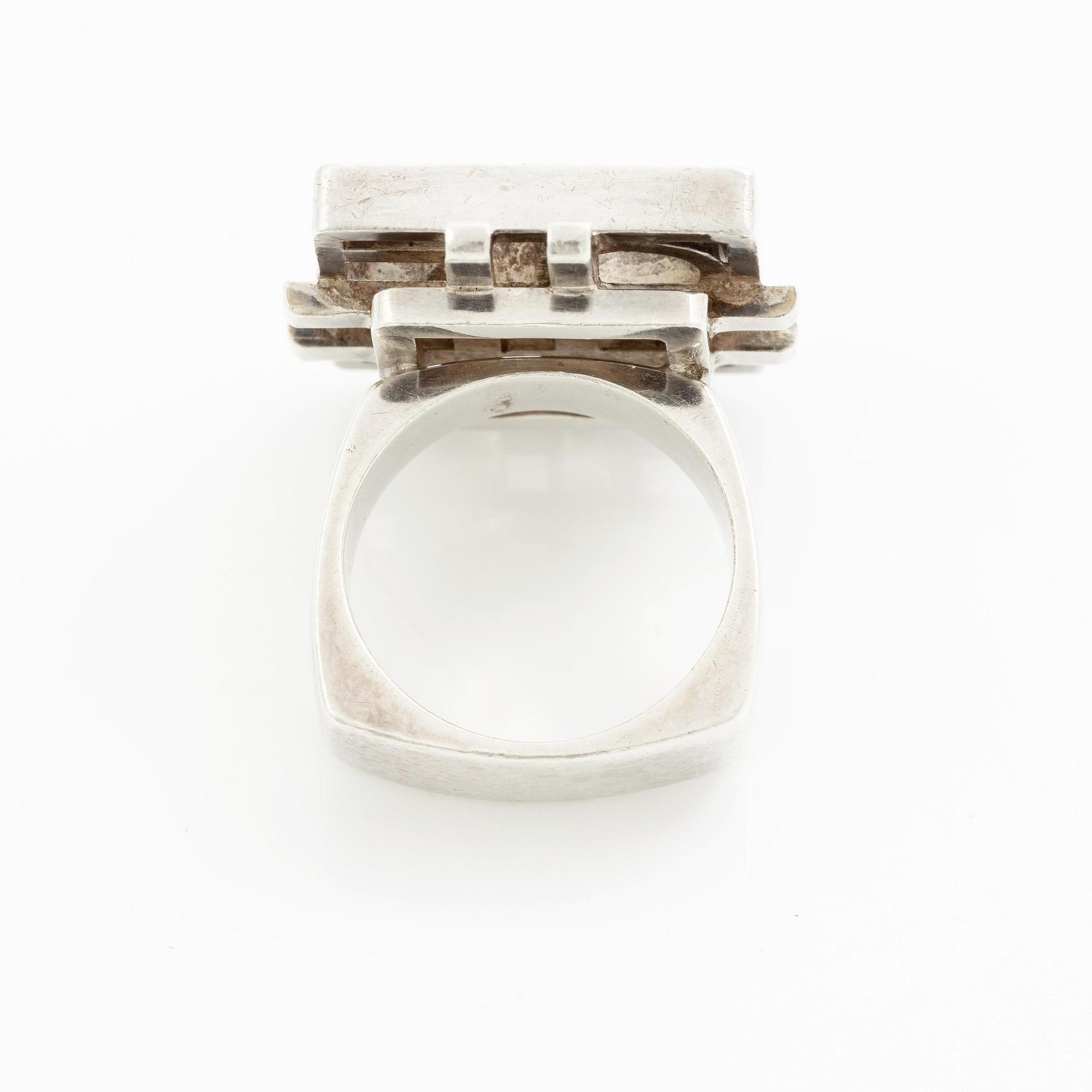 Claës E. Giertta, a ring and a bangle, silver, Stockholm 1961 and 1965.