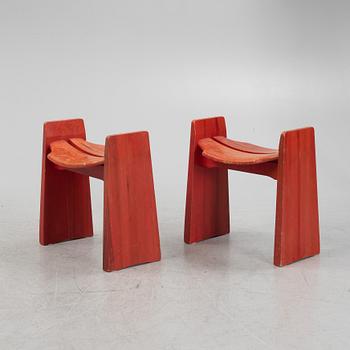 Gilbert Marklund, a pair of 'Jonte' stools, Furusnickaren, Sweden.