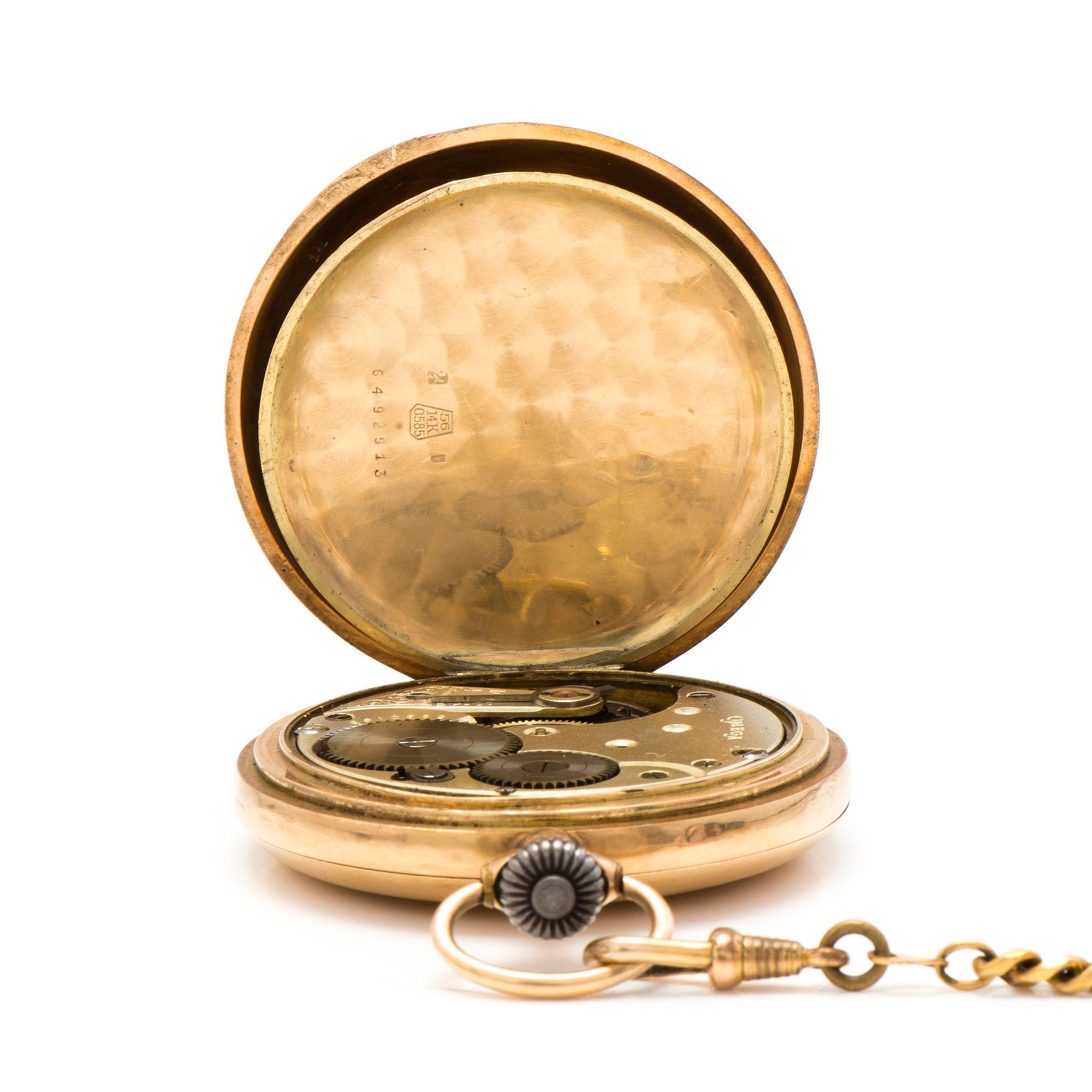 OMEGA pocket watch, 14K gold, 50 mm.