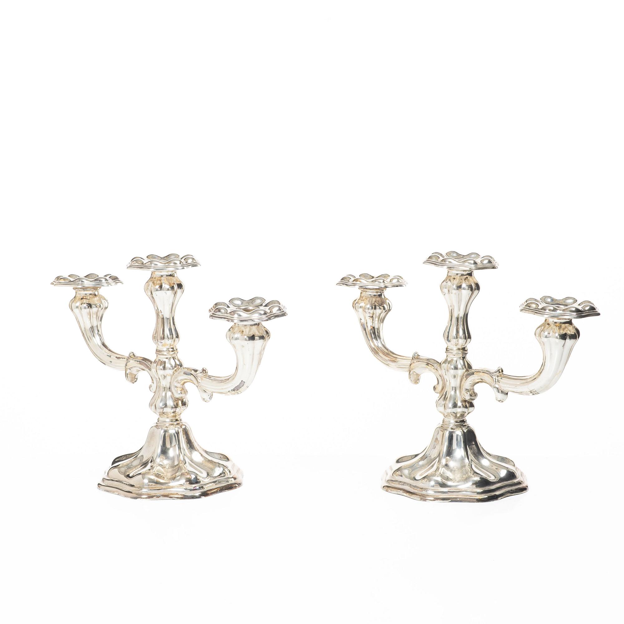 C.G. Hallberg, A pair of silver candelabra, Stockholm, 1939.