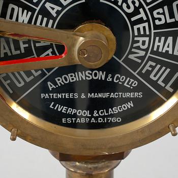 A metal machine telegraph, A. Robinsson & Co, Liverpool & Glasgow, 20th century.