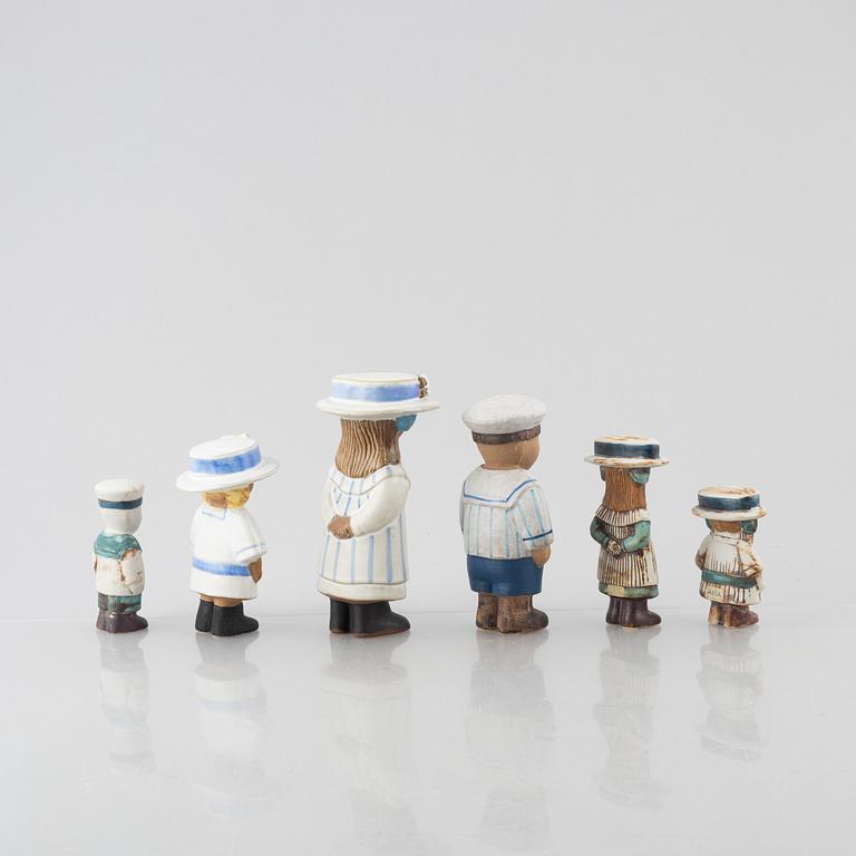 Lisa Larson, figuriner, 6 st, stengods, ur serien "Sekelskifte", Gustavsberg.