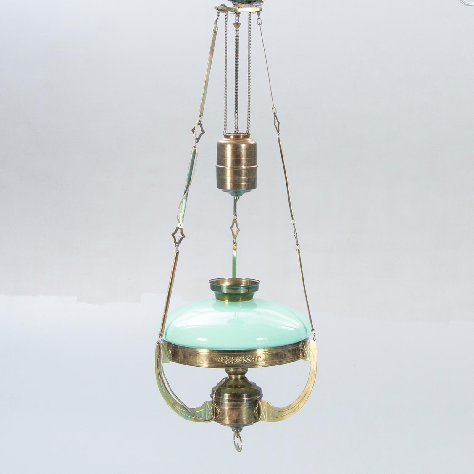 A Jugend brass ceiling lamp.