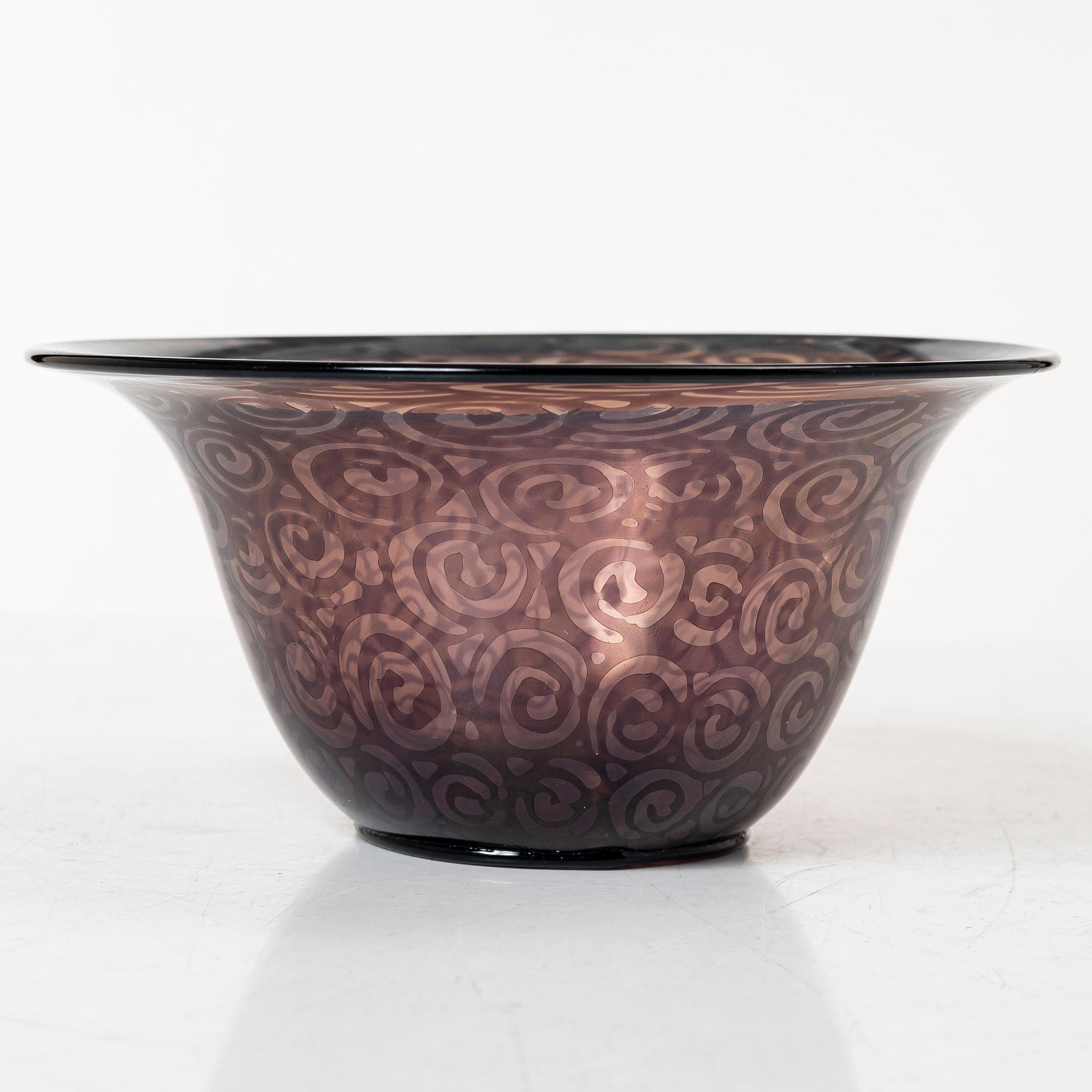 Simon Gate, skål, tunnväggig graal, glas, Orrefors, 1920.