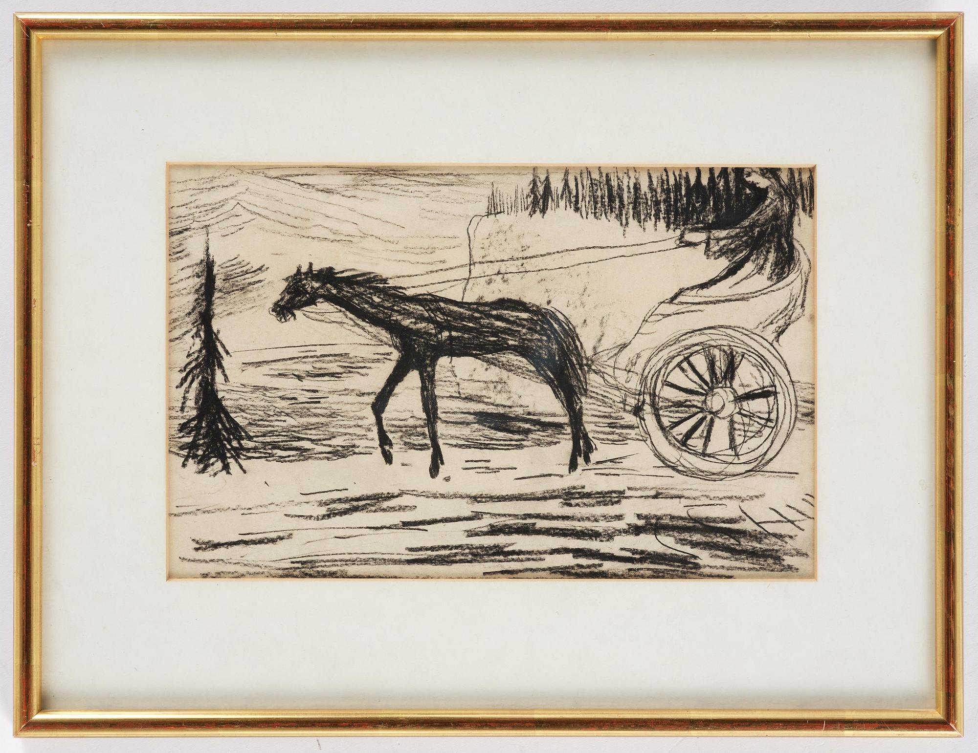 Carl Fredrik Hill, Horse with figure in Roman chariot.