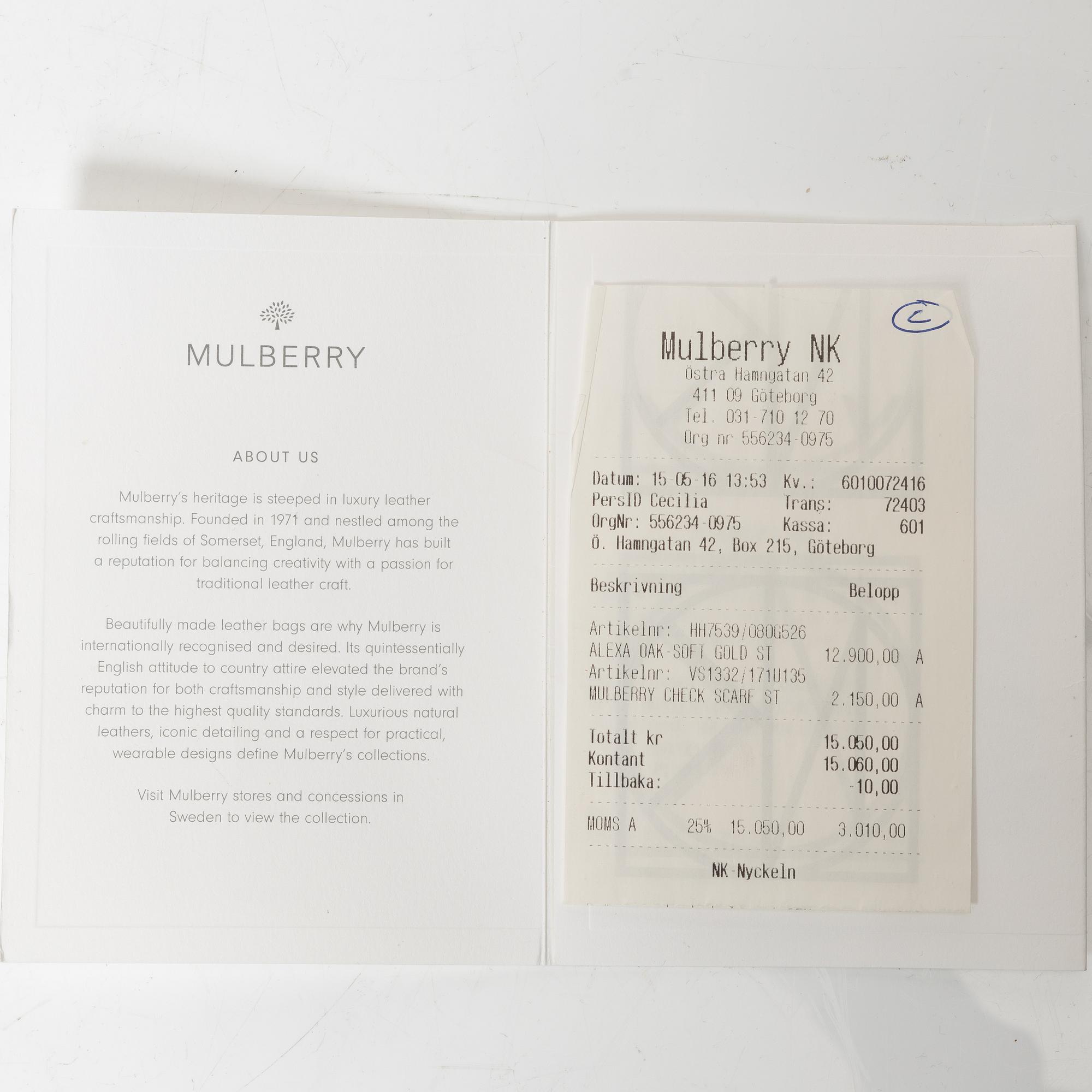 Mulberry, väska, "Alexa", 2015.